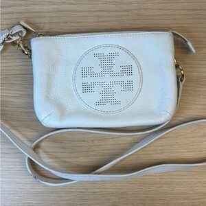 Tory Burch Kipp White Leather Mini Crossbody Bag